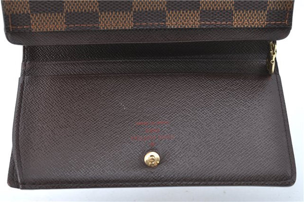 Auth Louis Vuitton Damier Porte Monnaie Billets Tresor Wallet N61730 LV H3958