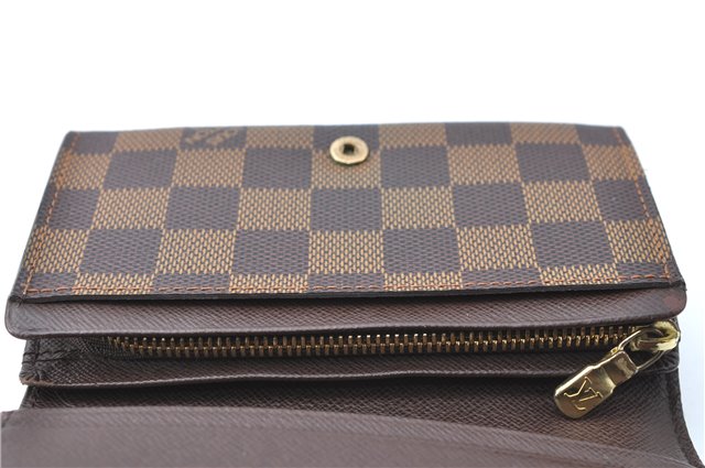 Auth Louis Vuitton Damier Porte Monnaie Billets Tresor Wallet N61730 LV H3958