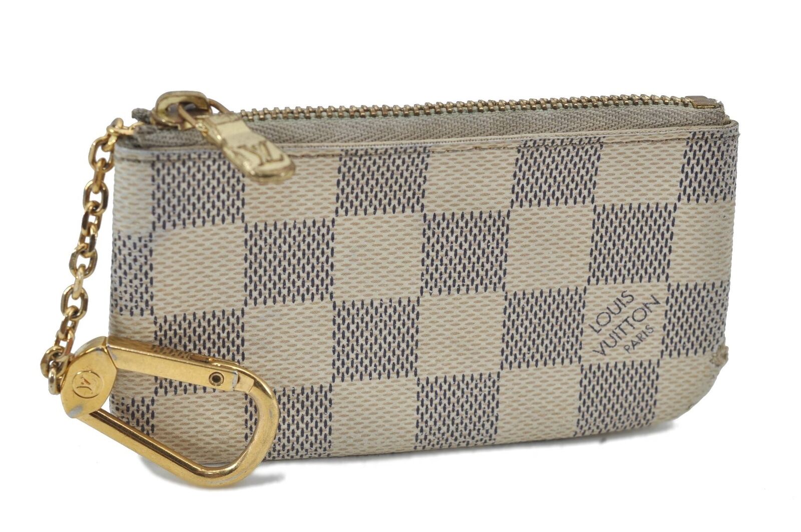 Authentic LOUIS VUITTON Damier Azur Pochette Cles Coin Purse N62659 LV H3962