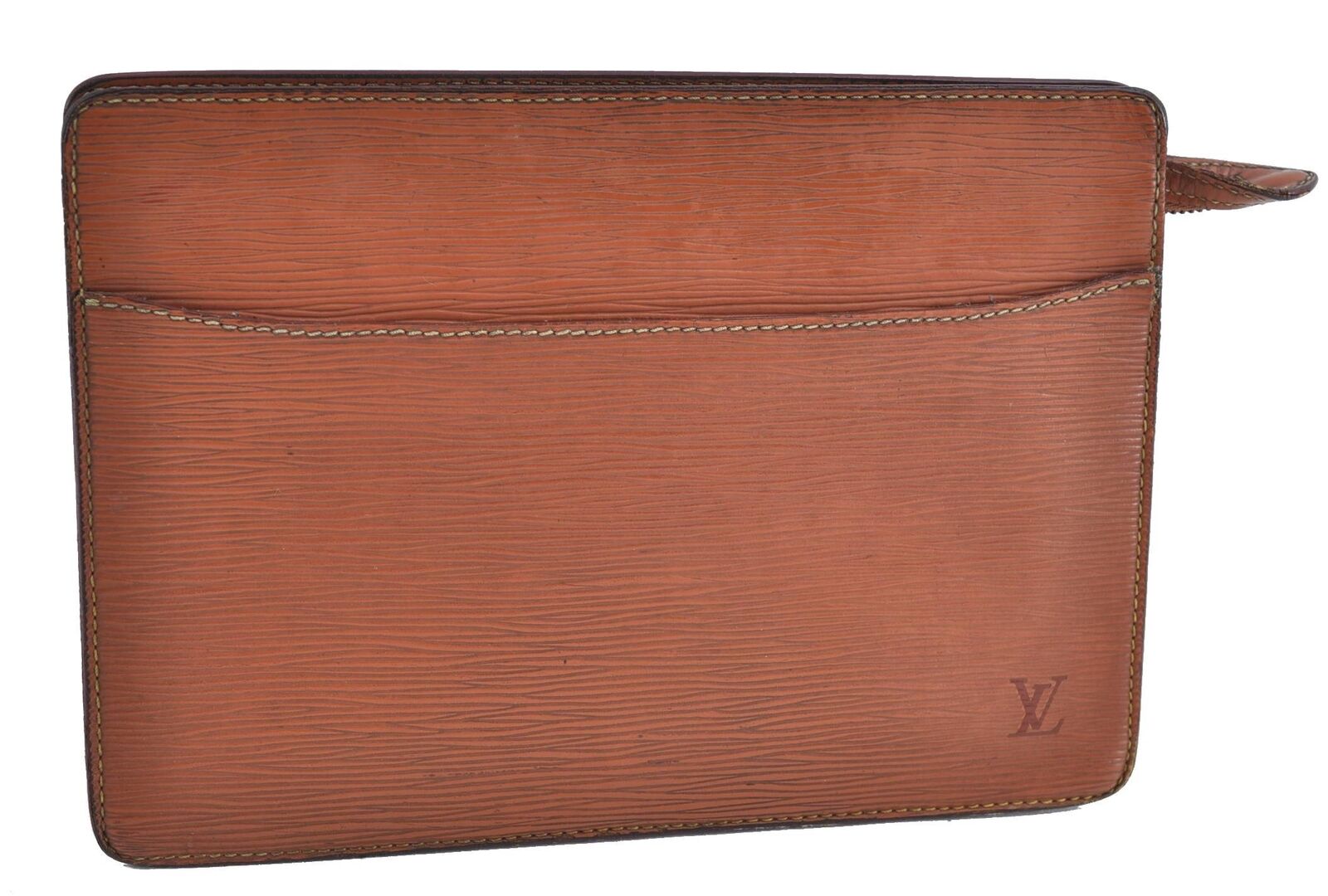 Authentic LOUIS VUITTON Epi Pochette Homme Clutch Bag Brown M52528 LV H4020