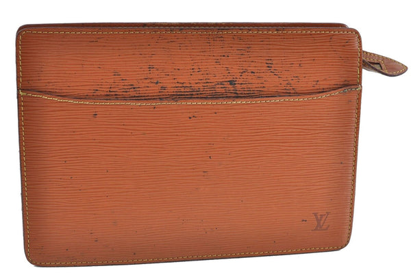 Authentic LOUIS VUITTON Epi Pochette Homme Clutch Bag Brown M52528 LV H4057
