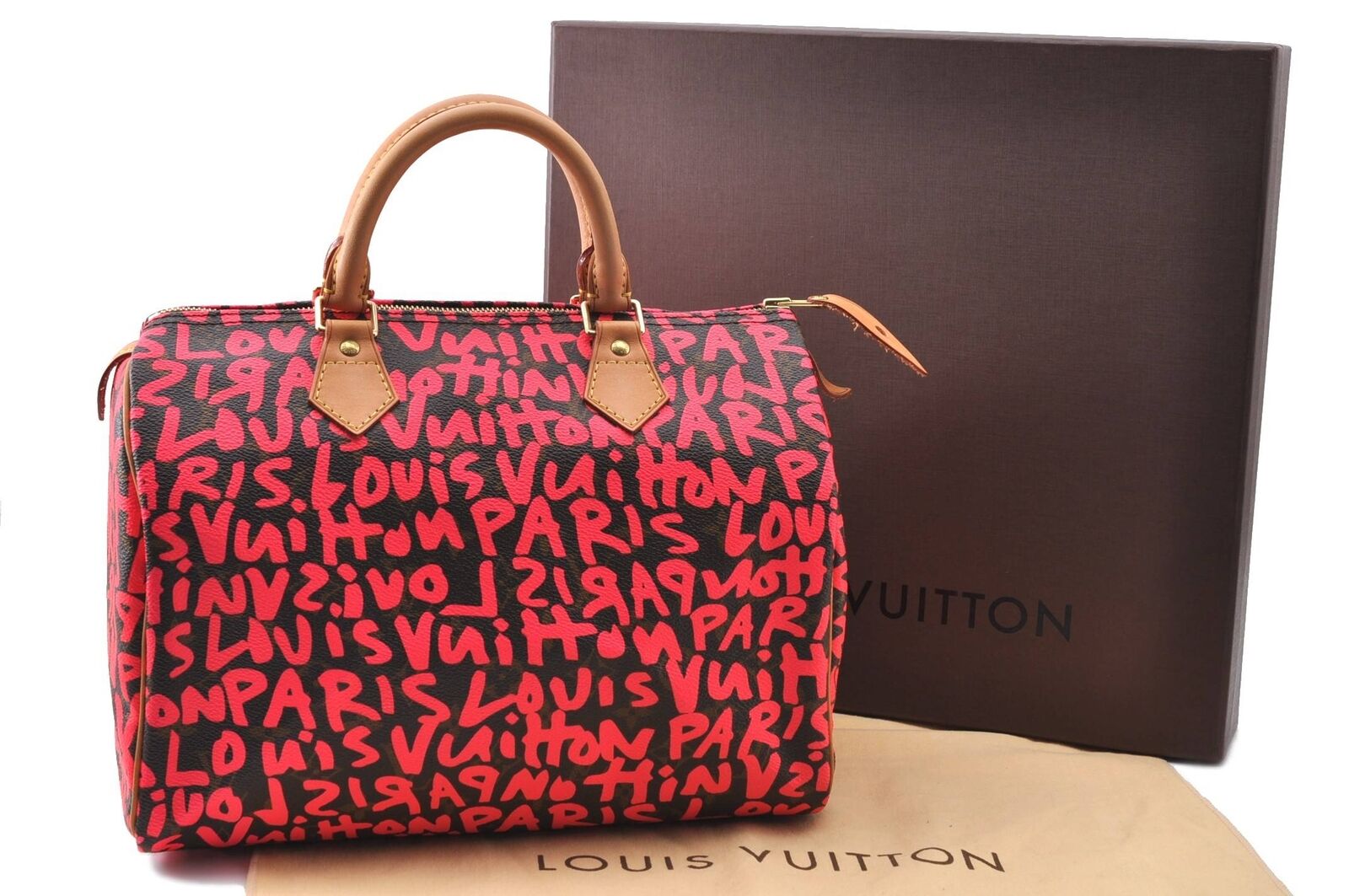 Auth LOUIS VUITTON Monogram Graffiti Speedy 30 Hand Bag Pink M93704 LV Box H4064