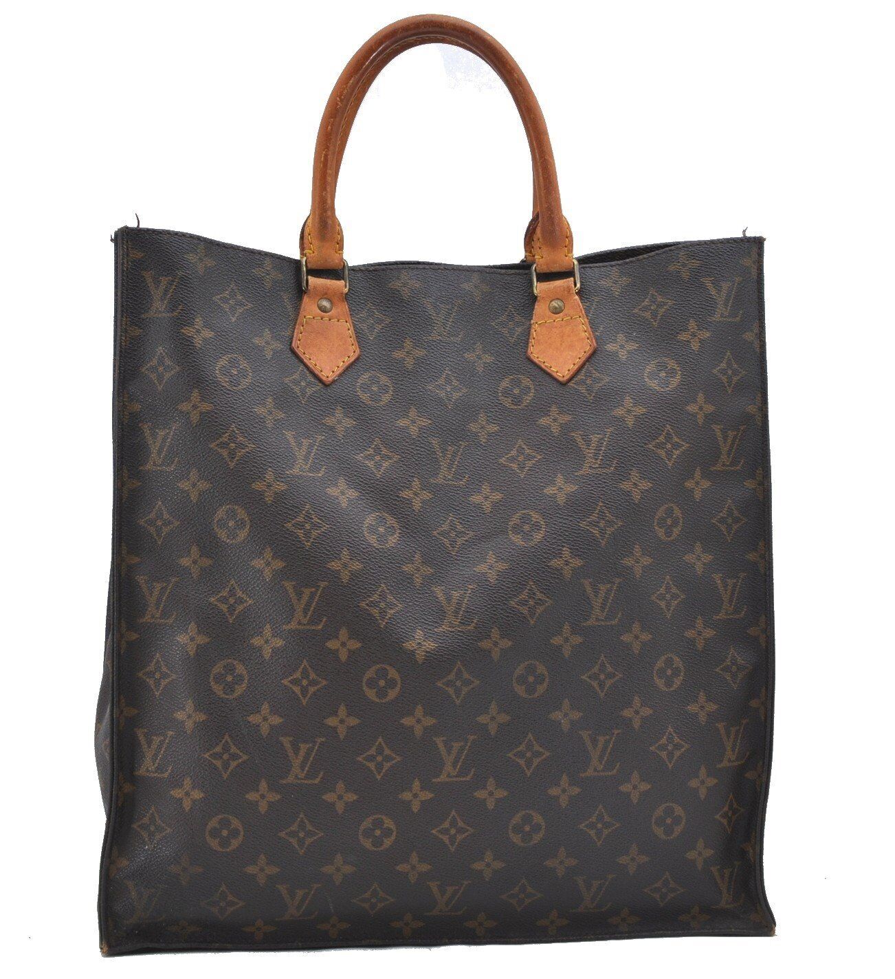 Authentic LOUIS VUITTON Monogram Sac Plat Hand Bag M51140 LV H4066