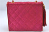 Authentic CHANEL Raffia Tassel Chain Shoulder Cross Body Bag Pink Box H4118