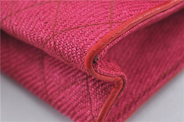 Authentic CHANEL Raffia Tassel Chain Shoulder Cross Body Bag Pink Box H4118