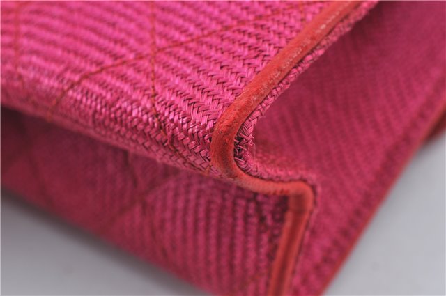 Authentic CHANEL Raffia Tassel Chain Shoulder Cross Body Bag Pink Box H4118