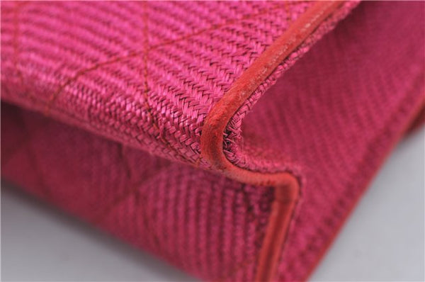 Authentic CHANEL Raffia Tassel Chain Shoulder Cross Body Bag Pink Box H4118