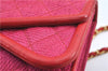 Authentic CHANEL Raffia Tassel Chain Shoulder Cross Body Bag Pink Box H4118
