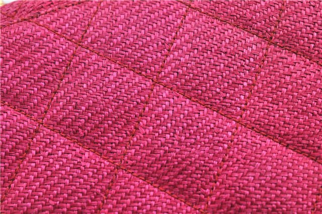 Authentic CHANEL Raffia Tassel Chain Shoulder Cross Body Bag Pink Box H4118