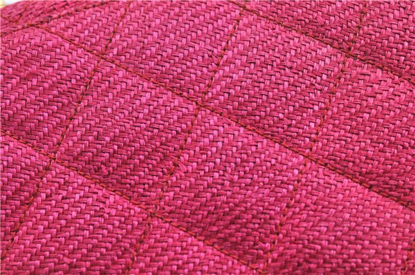 Authentic CHANEL Raffia Tassel Chain Shoulder Cross Body Bag Pink Box H4118