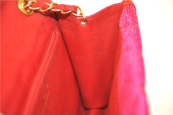 Authentic CHANEL Raffia Tassel Chain Shoulder Cross Body Bag Pink Box H4118