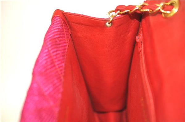 Authentic CHANEL Raffia Tassel Chain Shoulder Cross Body Bag Pink Box H4118