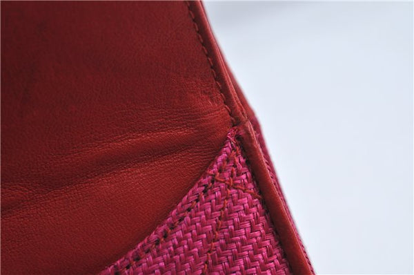 Authentic CHANEL Raffia Tassel Chain Shoulder Cross Body Bag Pink Box H4118