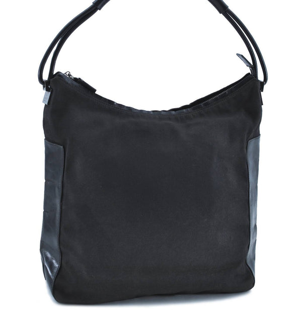 Authentic GUCCI Shoulder Hand Bag Nylon Leather 0013770 Black H4151