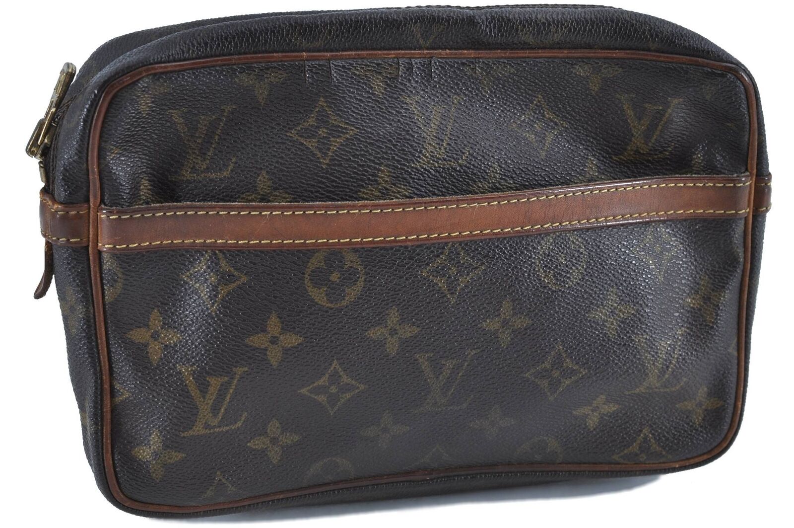 Authentic LOUIS VUITTON Monogram Compiegne 23 Clutch Hand Bag M51847 LV H4183