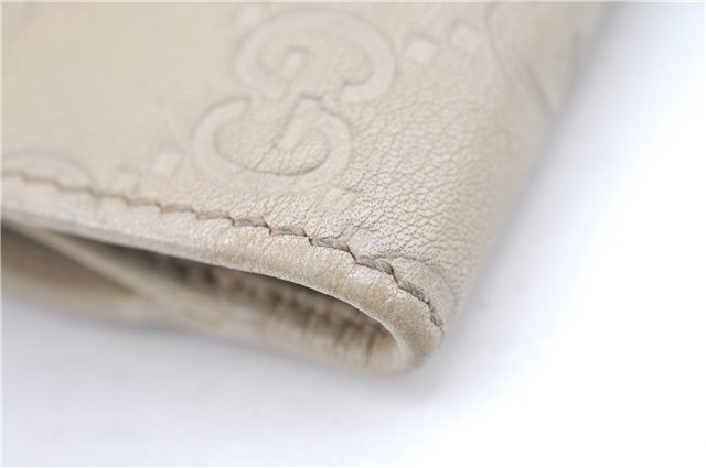 Authentic GUCCI Guccissima Abbey Bifold Wallet Purse Leather 154255 Ivory H4192