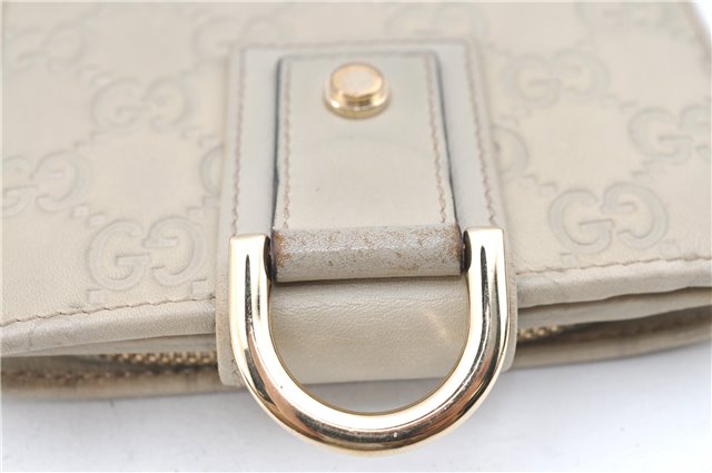 Authentic GUCCI Guccissima Abbey Bifold Wallet Purse Leather 154255 Ivory H4192