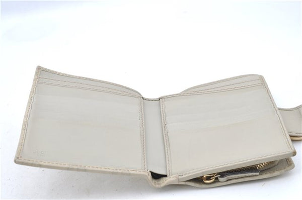 Authentic GUCCI Guccissima Abbey Bifold Wallet Purse Leather 154255 Ivory H4192