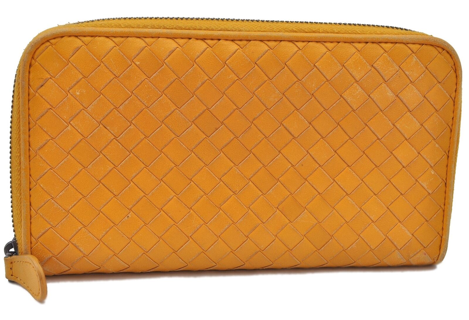 Authentic BOTTEGA VENETA Intrecciato Leather Long Wallet Purse Yellow H4211
