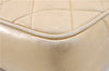 Authentic CHANEL Lamb Skin Matelasse Chain Shoulder Tote Bag Beige CC H4215