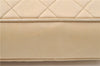 Authentic CHANEL Lamb Skin Matelasse Chain Shoulder Tote Bag Beige CC H4215