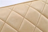 Authentic CHANEL Lamb Skin Matelasse Chain Shoulder Tote Bag Beige CC H4215