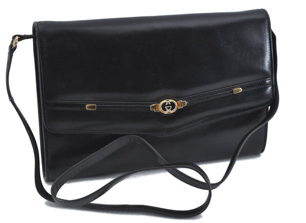 Authentic GUCCI Shoulder Cross Body Bag Leather Black H4216