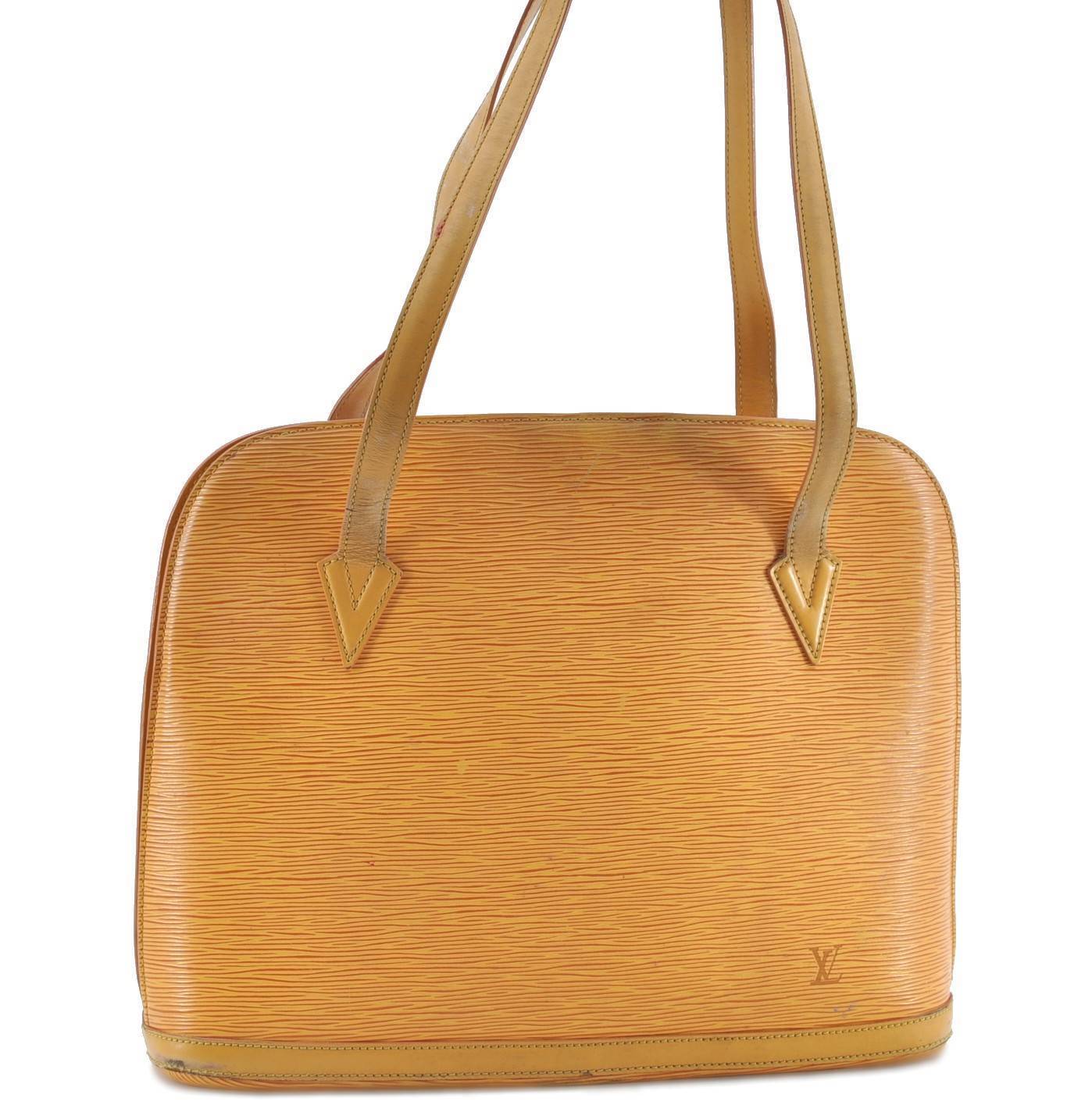 Authentic LOUIS VUITTON Epi Russac Shoulder Tote Bag Yellow M52289 LV H4243