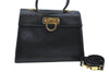 Authentic Ferragamo Gancini Leather 2 Way Shoulder Hand Bag Purse Black H4334
