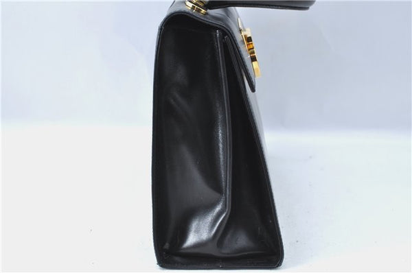Authentic Ferragamo Gancini Leather 2 Way Shoulder Hand Bag Purse Black H4334