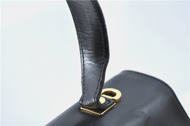 Authentic Ferragamo Gancini Leather 2 Way Shoulder Hand Bag Purse Black H4334
