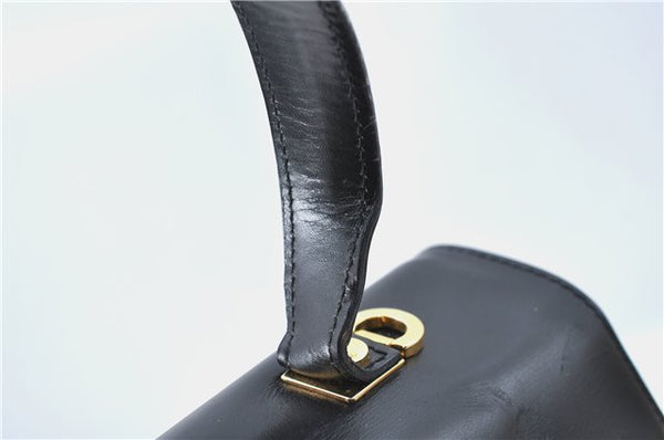 Authentic Ferragamo Gancini Leather 2 Way Shoulder Hand Bag Purse Black H4334