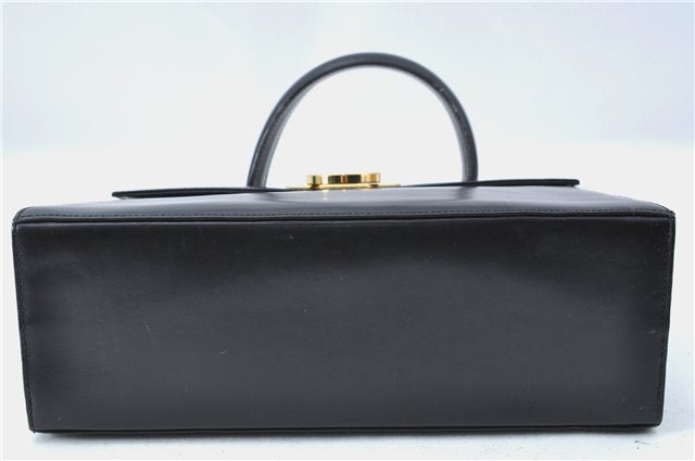 Authentic Ferragamo Gancini Leather 2 Way Shoulder Hand Bag Purse Black H4334