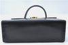 Authentic Ferragamo Gancini Leather 2 Way Shoulder Hand Bag Purse Black H4334