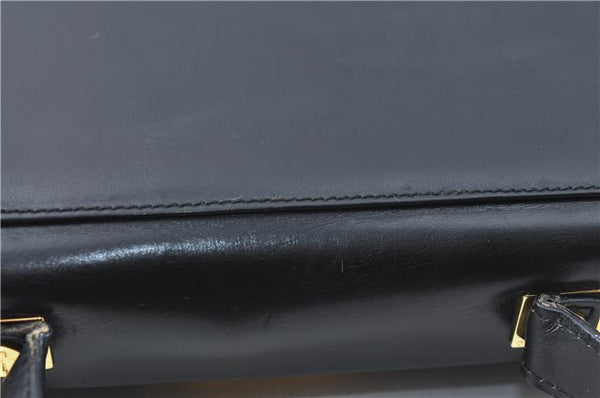 Authentic Ferragamo Gancini Leather 2 Way Shoulder Hand Bag Purse Black H4334