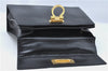 Authentic Ferragamo Gancini Leather 2 Way Shoulder Hand Bag Purse Black H4334