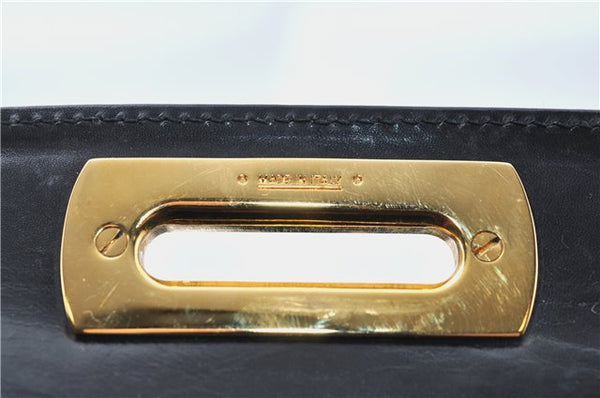 Authentic Ferragamo Gancini Leather 2 Way Shoulder Hand Bag Purse Black H4334