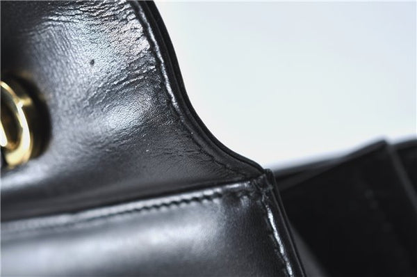 Authentic Ferragamo Gancini Leather 2 Way Shoulder Hand Bag Purse Black H4334