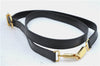 Authentic Ferragamo Gancini Leather 2 Way Shoulder Hand Bag Purse Black H4334