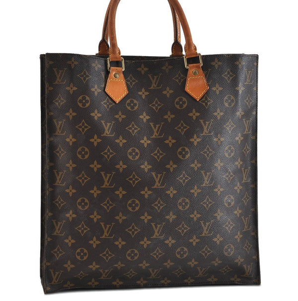 Authentic LOUIS VUITTON Monogram Sac Plat Hand Bag M51140 LV H4365