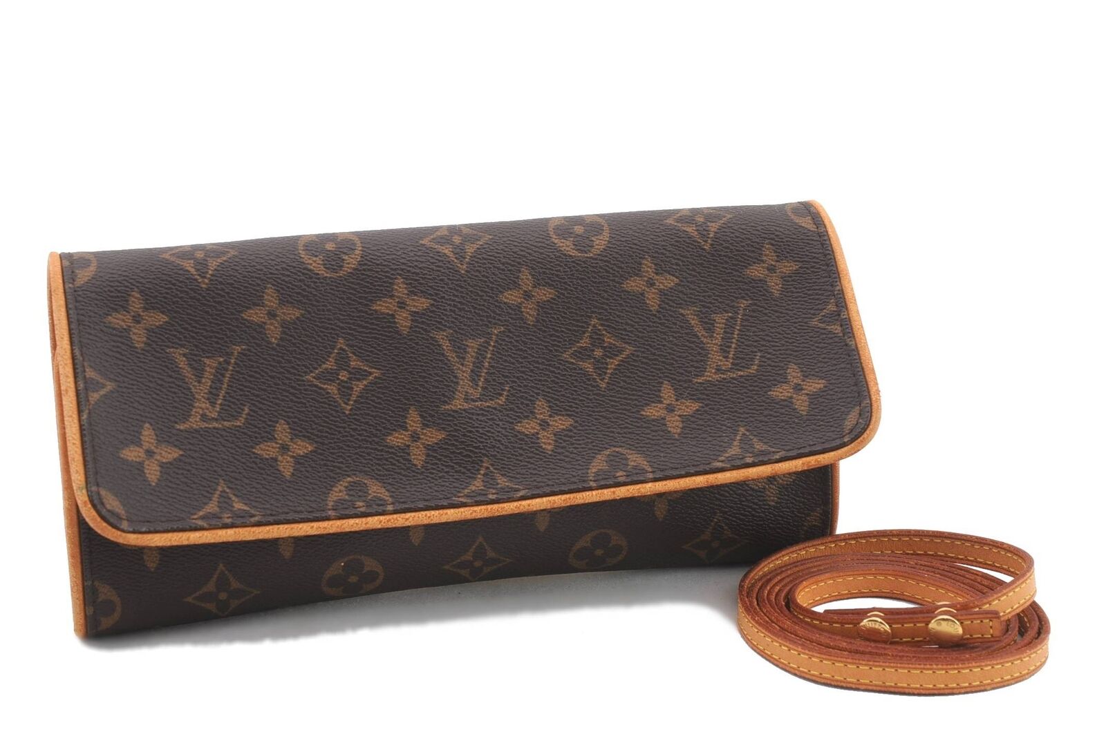 Authentic LOUIS VUITTON Monogram Pochette Twin GM Shoulder Pouch M51852 LV H4382