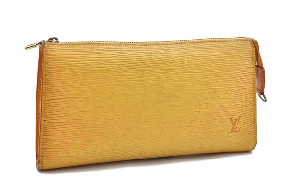 Auth LOUIS VUITTON Epi Pochette Accessoires Pouch Yellow M52959 LV Junk H4386
