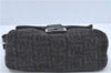 Authentic FENDI Zucca Mamma Baguette Shoulder Hand Bag Wool Leather Black H4390