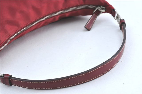 Authentic PRADA Nylon Tessuto Leather Hand Bag Pouch Purse BR1269 Red H4434