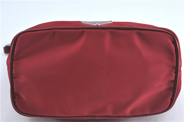 Authentic PRADA Nylon Tessuto Leather Hand Bag Pouch Purse BR1269 Red H4434