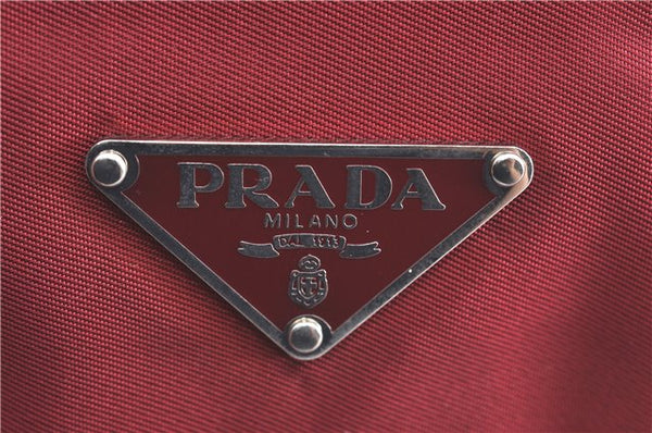 Authentic PRADA Nylon Tessuto Leather Hand Bag Pouch Purse BR1269 Red H4434