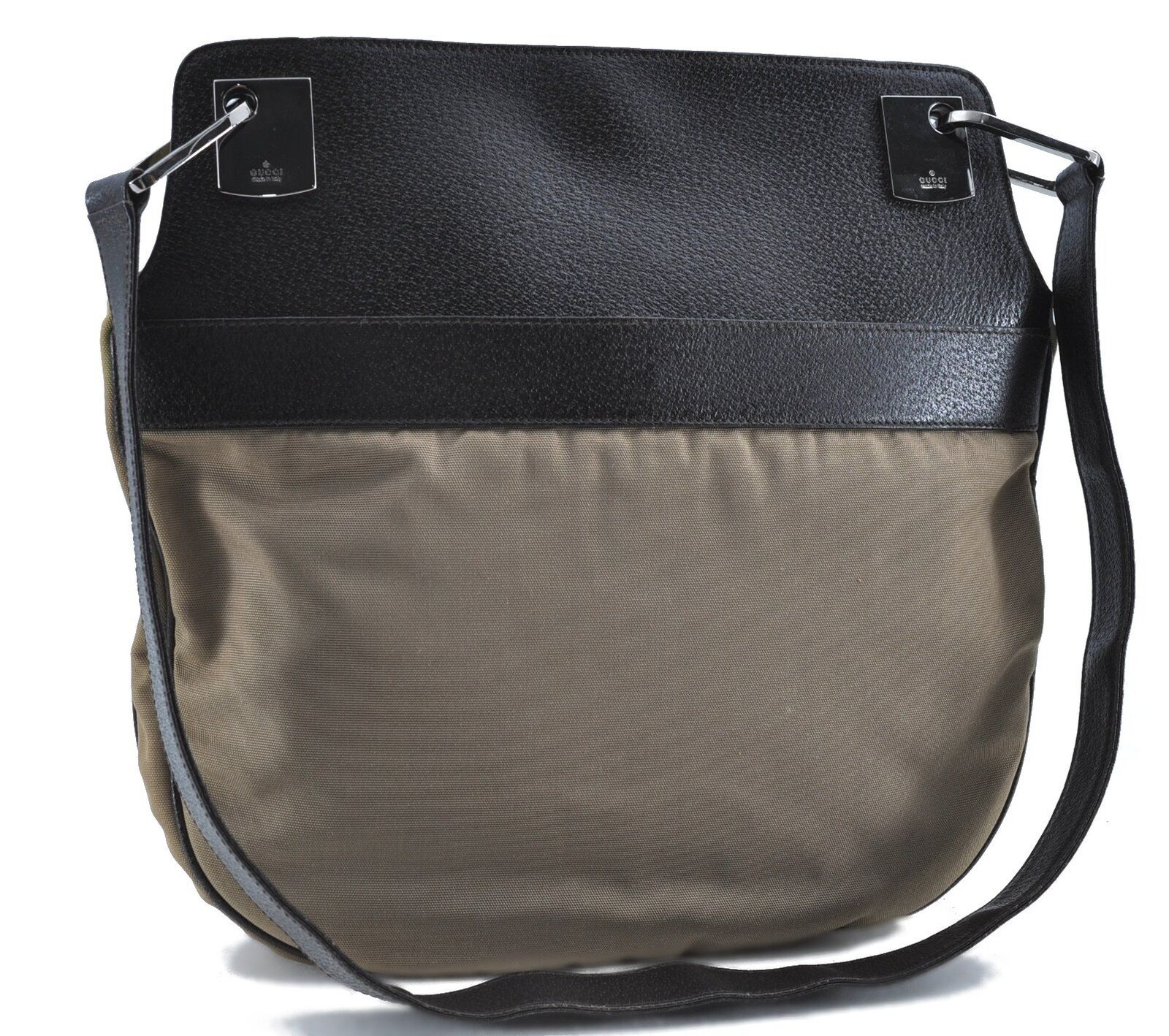 Authentic GUCCI Shoulder Cross Body Bag Nylon Leather 0013307 Khaki Green H4632