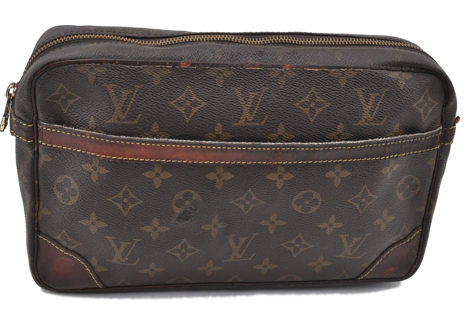 Authentic LOUIS VUITTON Monogram Compiegne 28 Clutch Hand Bag M51845 LV H4655