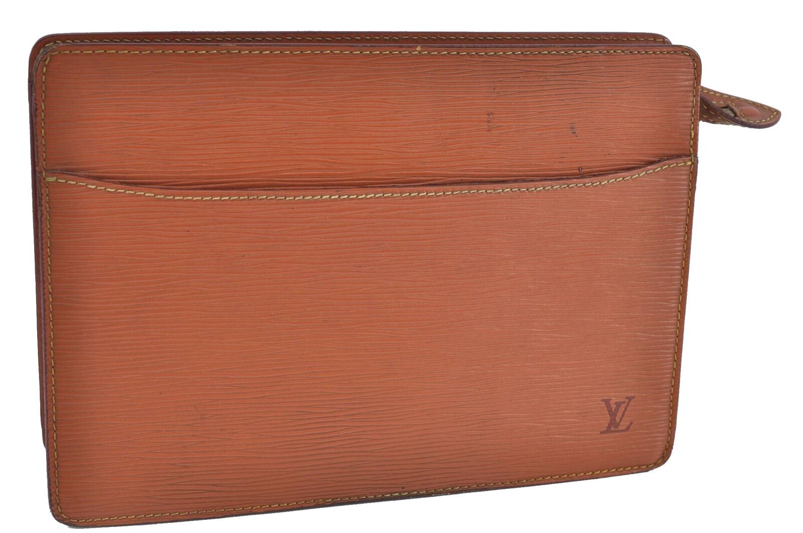 Authentic LOUIS VUITTON Epi Pochette Homme Clutch Bag Brown M52528 LV H4661