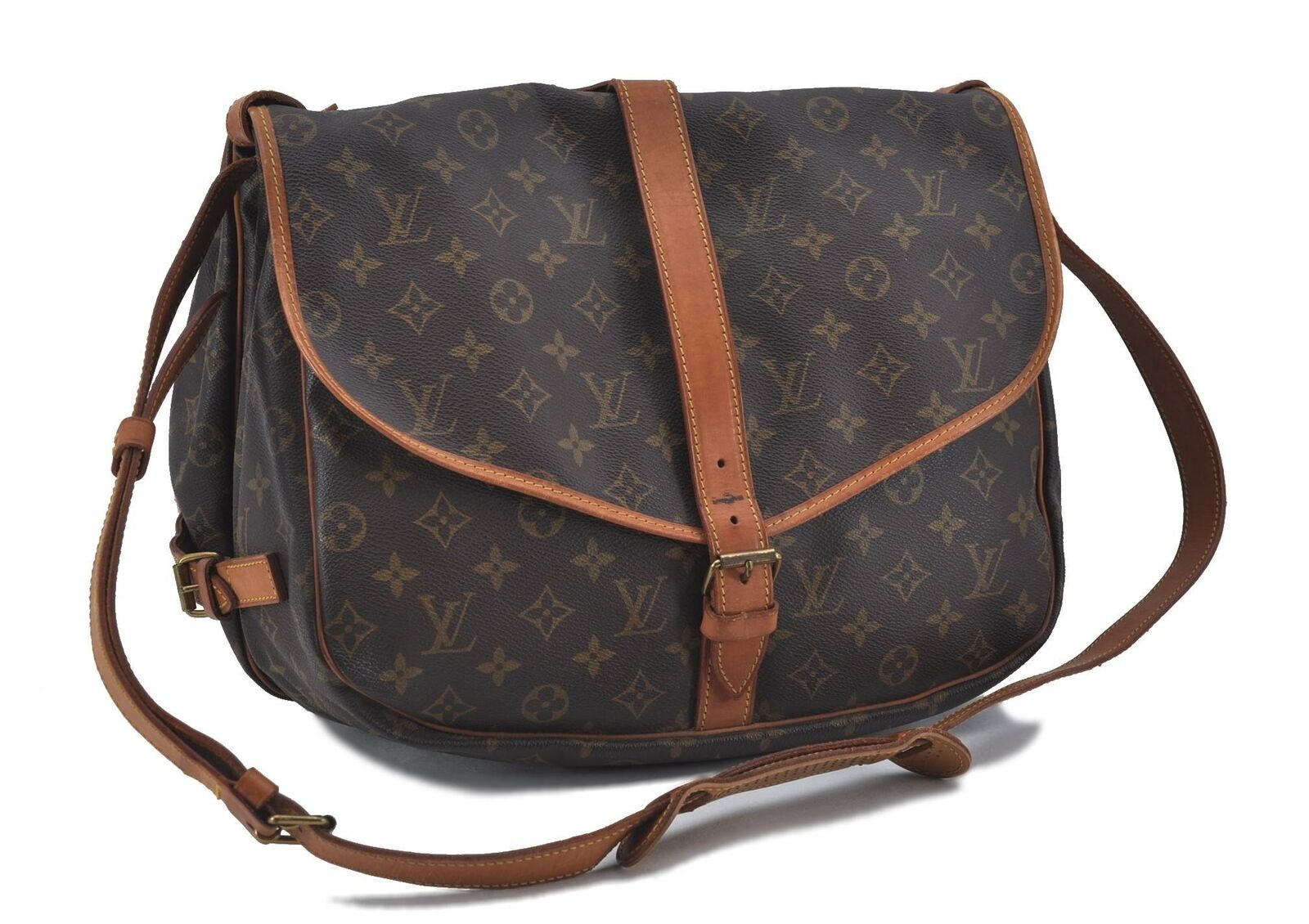 Auth LOUIS VUITTON Monogram Saumur 35 Shoulder Cross Body Bag M42254 LV H4680